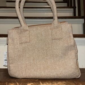 Beige Herringbone Tote Bag